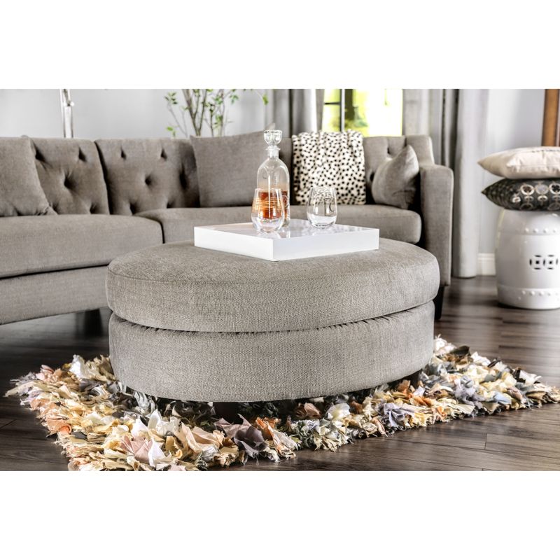 Furniture of America Aretha Contemporary Grey Oval Ottoman - Warm Grey