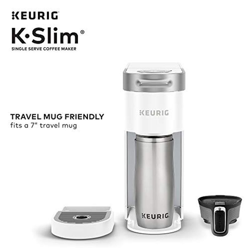 Keurig K-Slim Coffee Maker, Single Serve K-Cup Pod Coffee Brewer, 8 to 12oz. Brew Sizes,White