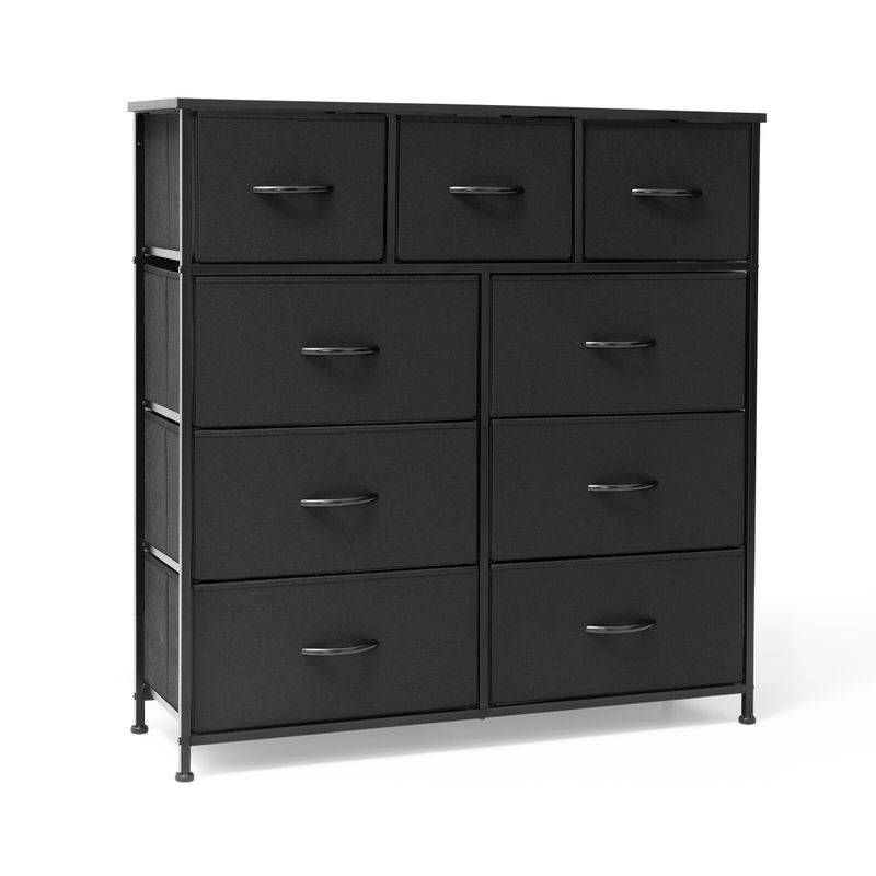 Pellebant Fabric Wide Dresser Storage Tower with 9 Drawers - Black - 9-drawer