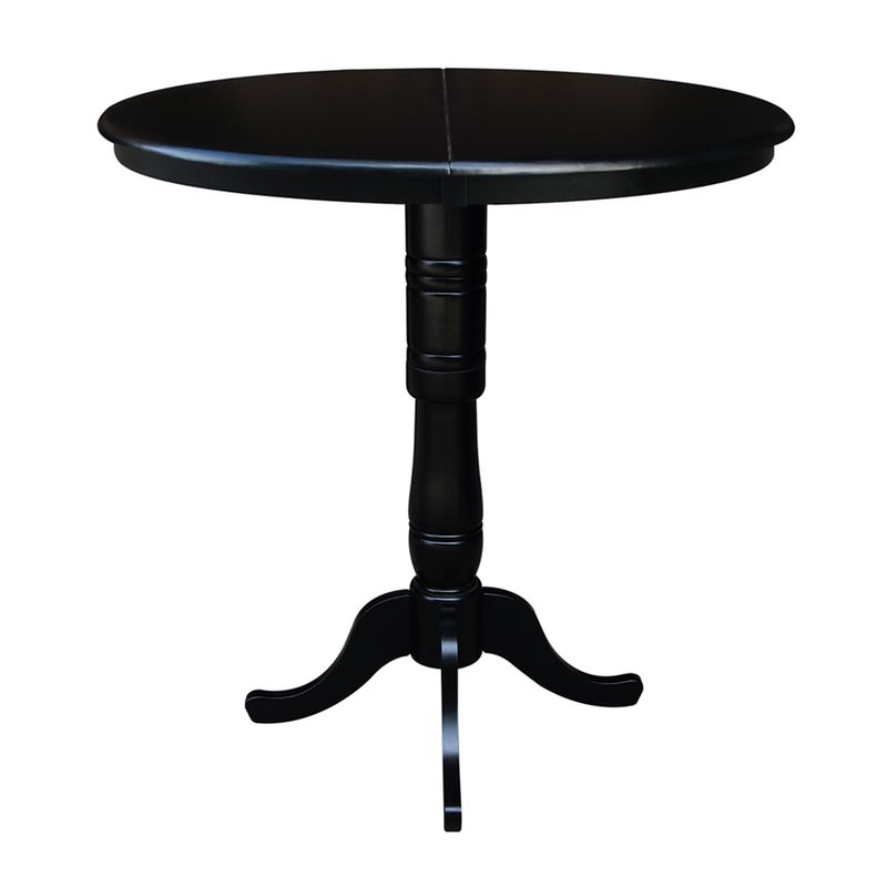 Copper Grove 36-inch Round Pedestal Table with 12-inch Leaf - 29.3"H - Black/Cherry