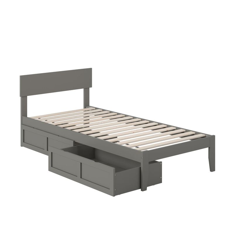 Boston Modern Contemporary Bed with 2 extra long drawers - Walnut - Queen