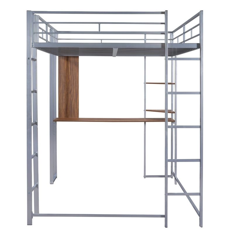 Merax Metal Full Size Loft Bed with Desk - Black