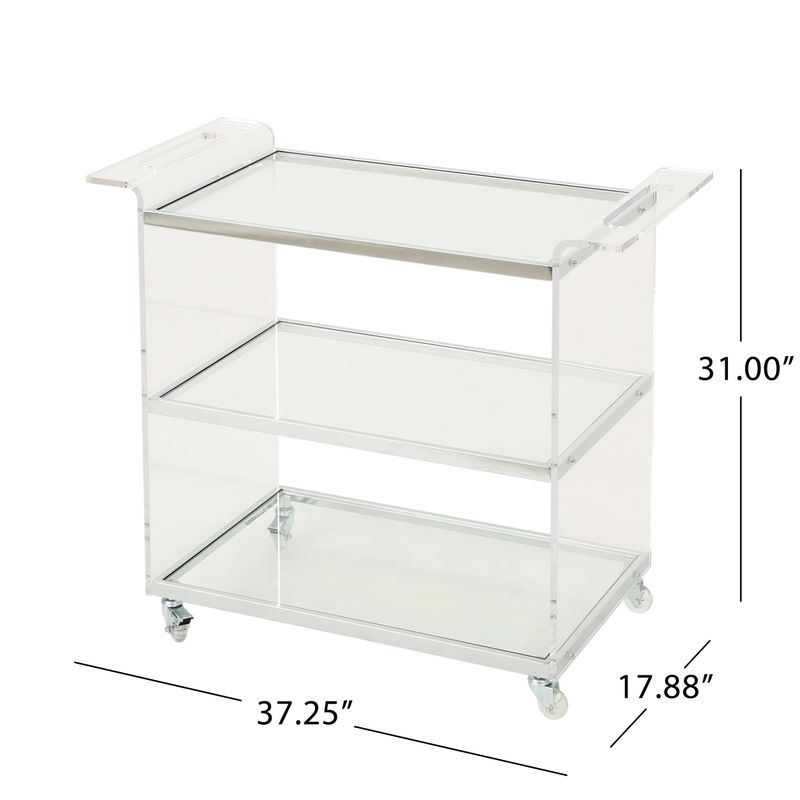 Yves Bar Trolley with Glass Shelves by Christopher Knight Home - Clear - Glass