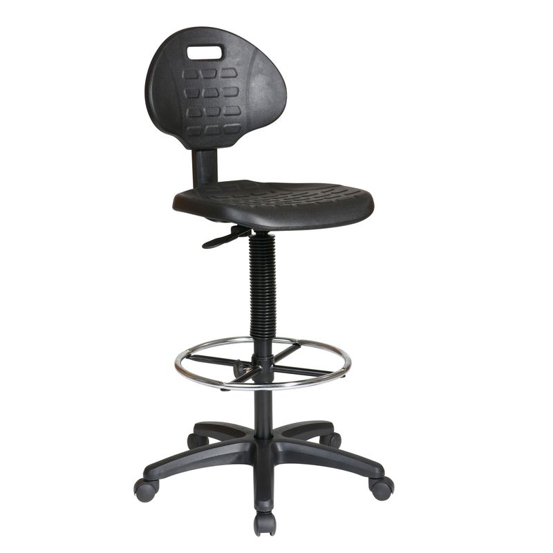 Office Star Products Work Smart Urethane Armless Standard Drafting Chair - Urethane Back and Seat Chair with Nylon Base