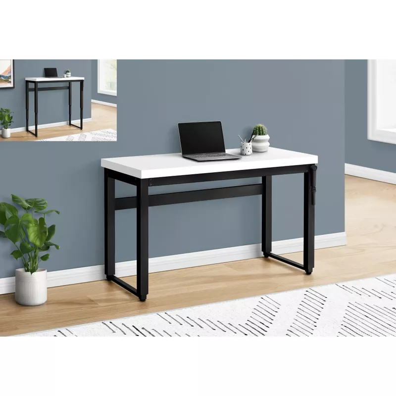 Computer Desk/ Home Office/ Standing/ Adjustable/ 48"L/ Work/ Laptop/ Metal/ Laminate/ White/ Black/ Contemporary/ Modern