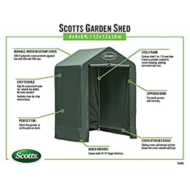 Scotts 4' x 4' x 6' Water-Resistant Pop-Up Deck and Garden Storage Shed Kit