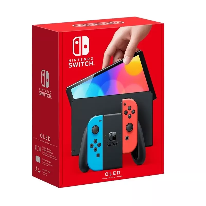 Nintendo - Switch OLED Neon (Red/Blue) + Super Mario Maker 2 BUNDLE