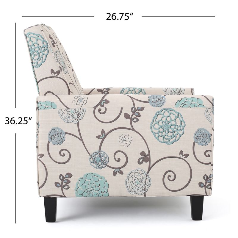 Darvis Floral Fabric Recliner Club Chair by Christopher Knight Home - White/Blue Floral Pattern