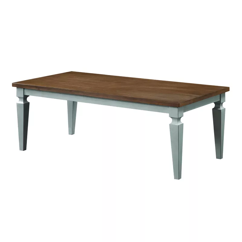 Transitional Wood 3-Piece Coffee Table Set in Antique Teal/Dark Walnut