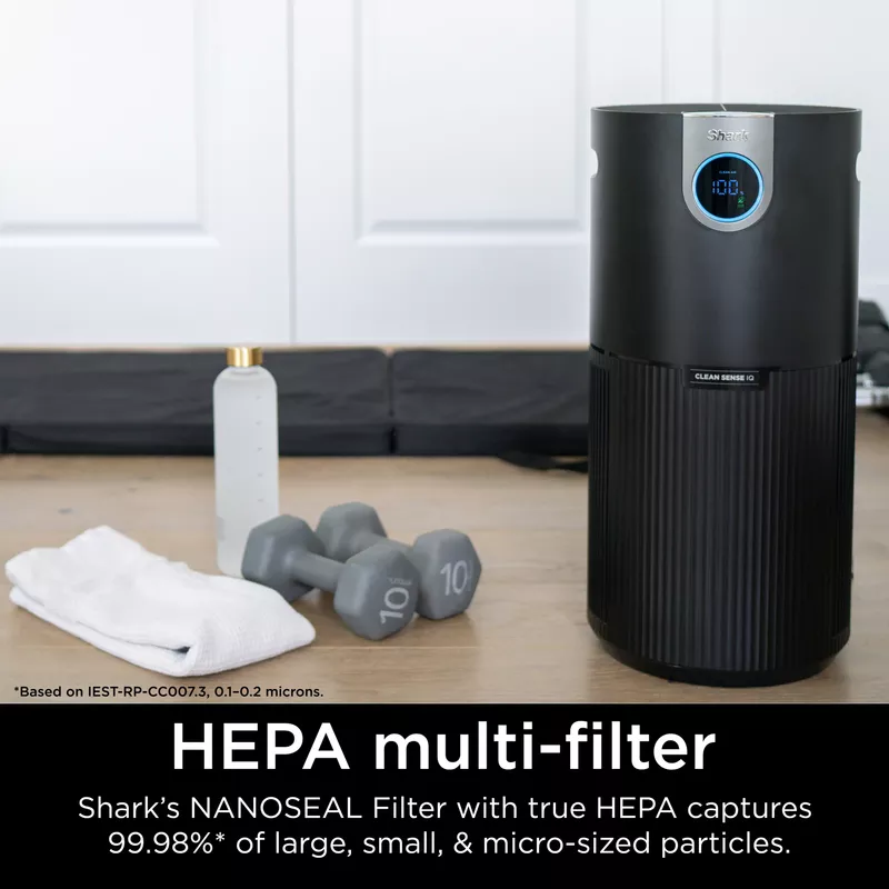 Shark - Air Purifier MAX with True NanoSeal HEPA, Cleansense IQ, Odor Lock, Cleans up to 1200 Sq. Ft - Charcoal Grey