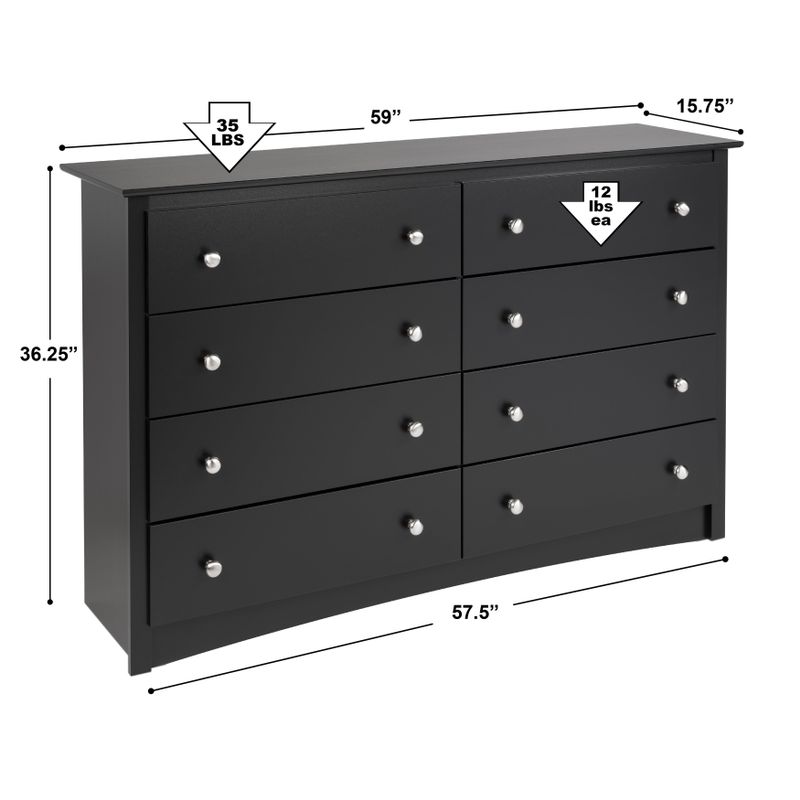 Prepac Sonoma 8-Drawer Dresser - Black