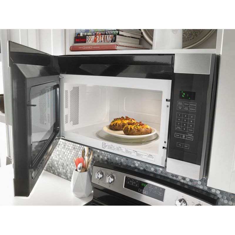 Alt View Zoom 17. Amana - 1.6 Cu. Ft. Over-the-Range Microwave - Black on stainless steel