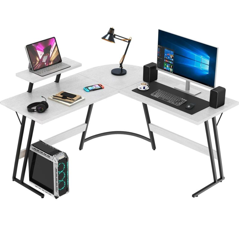 L-Shaped Gaming Desk Computer Corner Desk Office Writing Desk - Brown