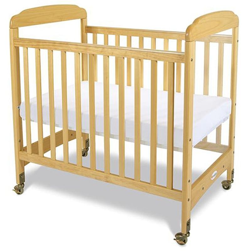 Foundations Serenity Clearview Natural Hardwood Compact Crib with Mattress - Natural Compact Crib