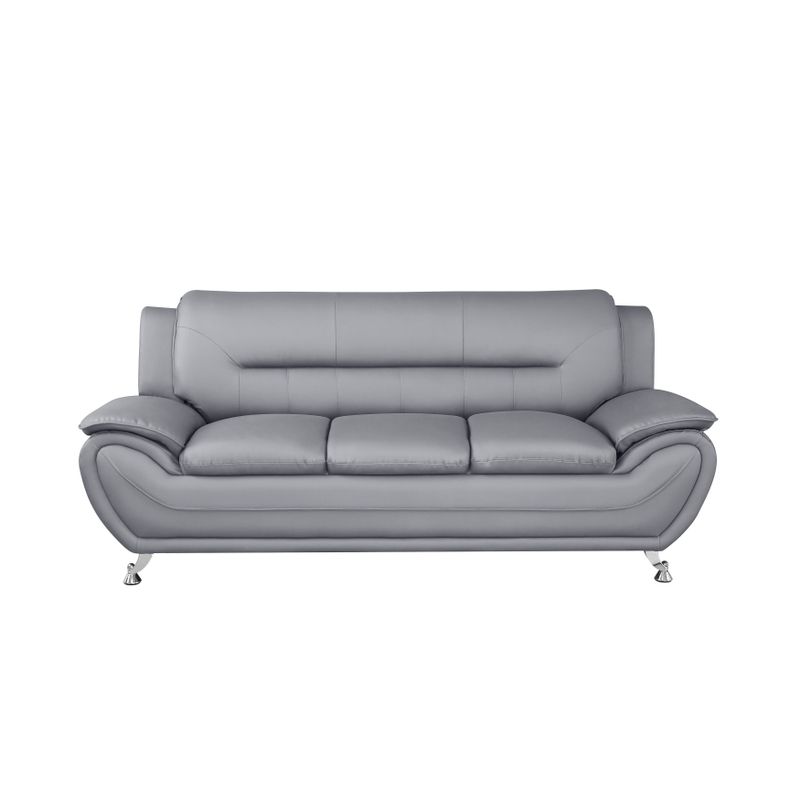Sanuel 79.2" Faux Leather Pillow Top Arm Sofa - Grey