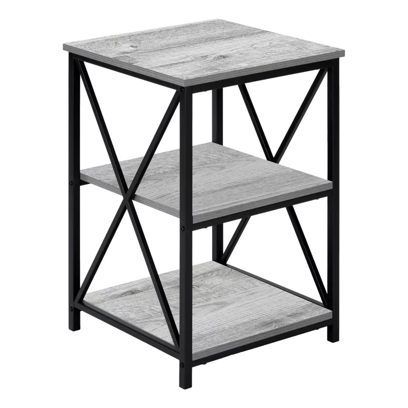 Accent Table/ Side/ End/ Nightstand/ Lamp/ Living Room/ Bedroom/ Metal/ Laminate/ Grey/ Black/ Contemporary/ Modern