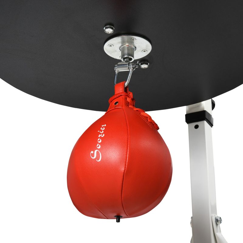 Soozier Free-Standing Speed Bag Platform Punch Bag Station Boxing Stand Heavy Duty Frame White - Red