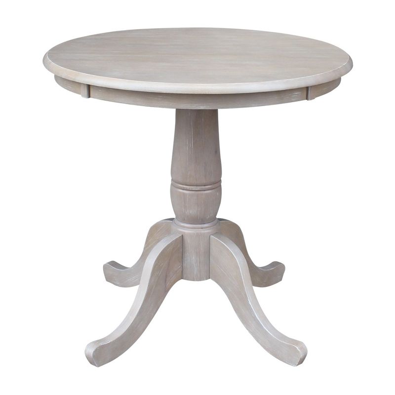 Solid Wood Round Pedestal Table in Weathered Gray - Weathered Gray - bar height