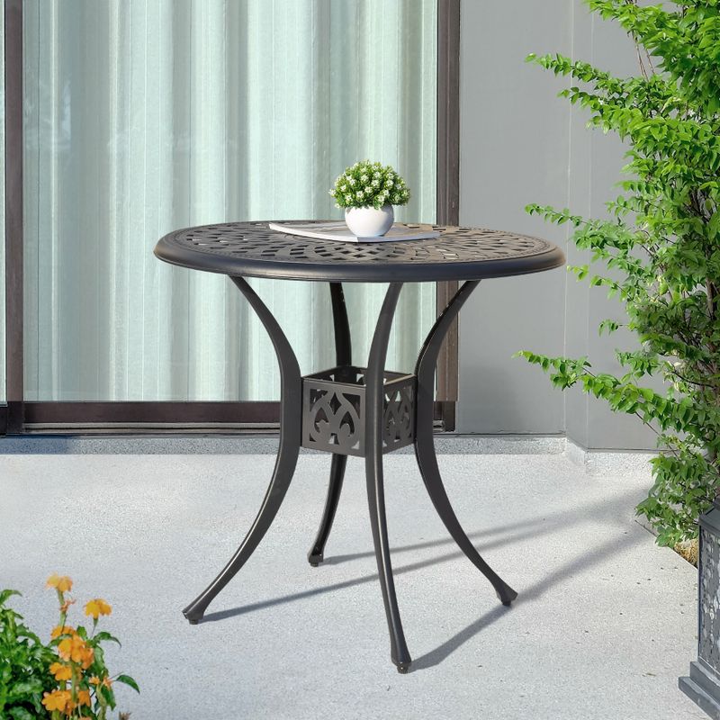 30 inch Cast Aluminum Round Dining Table-NUU GARDEN - Black