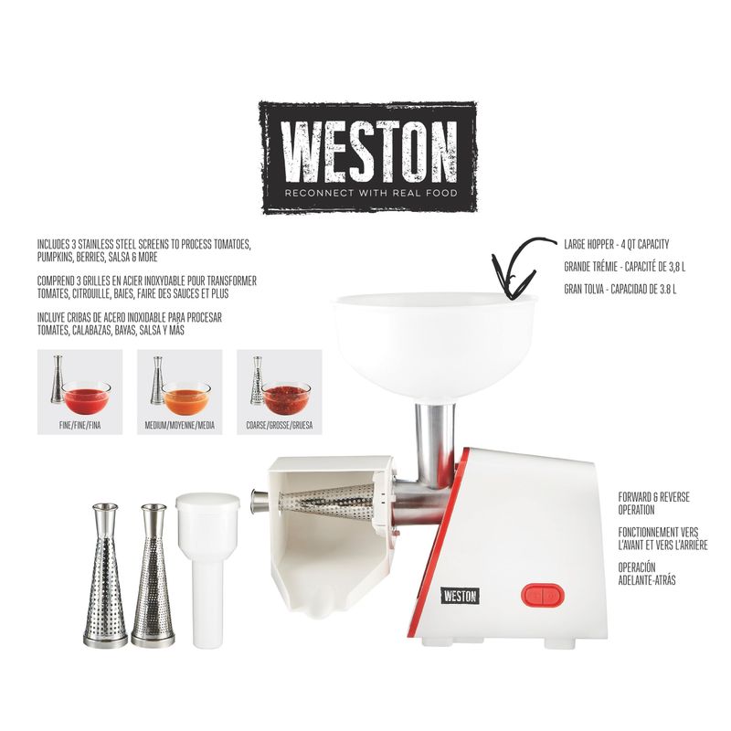 Weston Electric Tomato Strainer - White