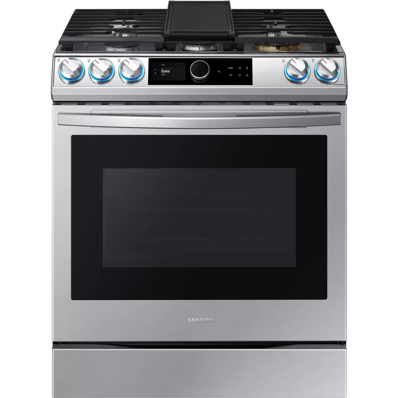 Samsung 6.0-Cu. Ft. Slide-In Front Control Gas Range with Smart Dial and Air Fry, Stainless Steel