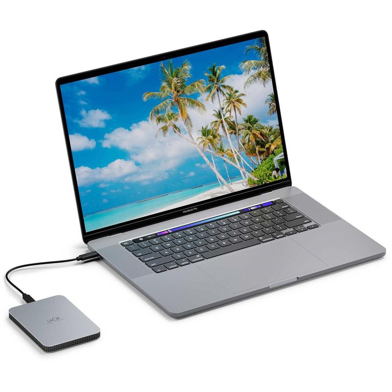 Seagate LaCie USB 3.2 Gen 1 Type-C Mobile Drive, Moon Silver - 4TB