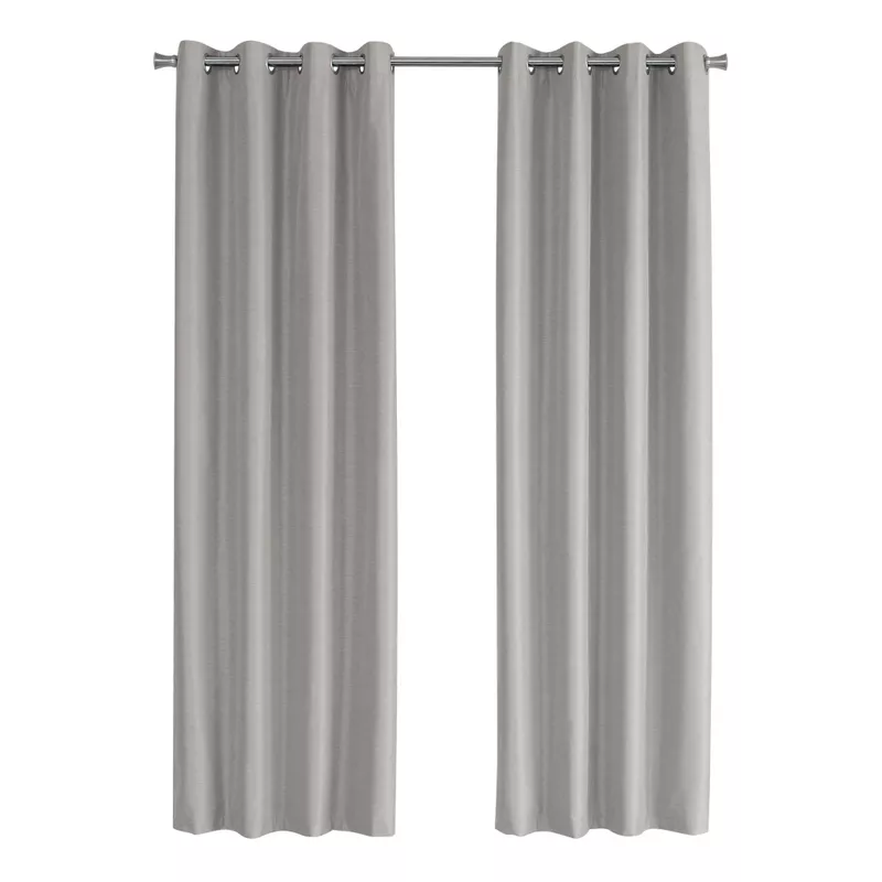 Curtain Panel/ 2pcs Set/ 54"W X 84"L/ 100% Blackout/ Grommet/ Living Room/ Bedroom/ Kitchen/ Thermal Insulation/ Polyester/ Grey/ Contemporary/ Modern
