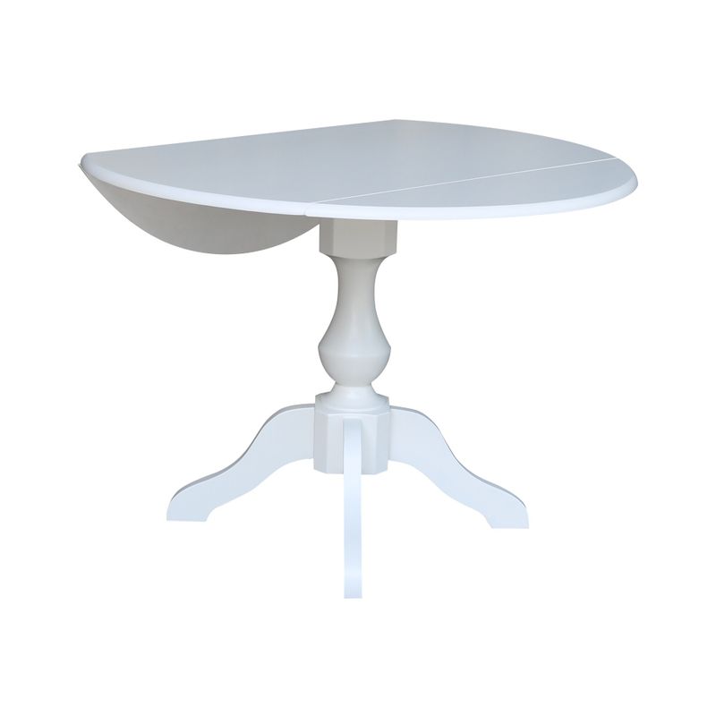 42" Round Dual Drop Leaf Pedestal Table - Dining Height - White