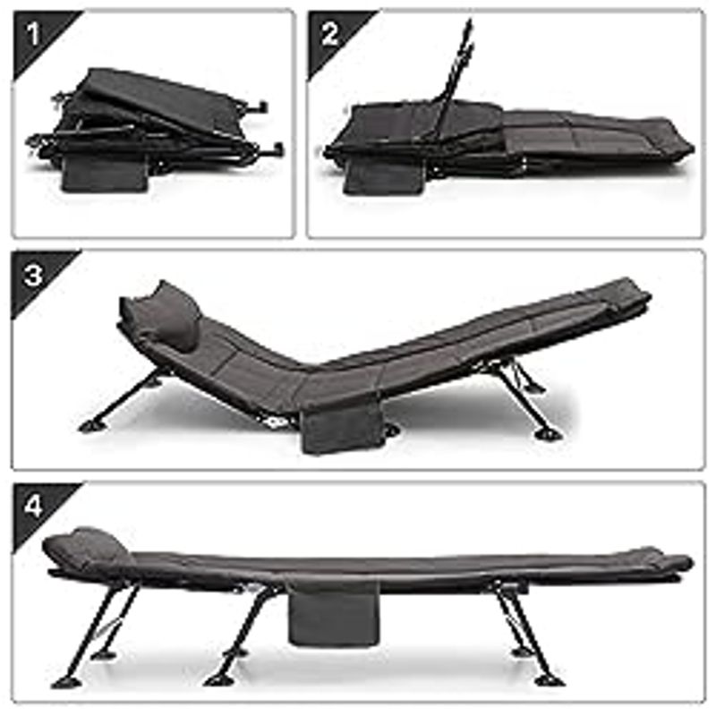 MoNiBloom Camping Beds for Adults, 180 Adjustable Reclining Outdoor Lounger Cot Bed for Sleeping with Carry Bag, Portable Camping Bed for...