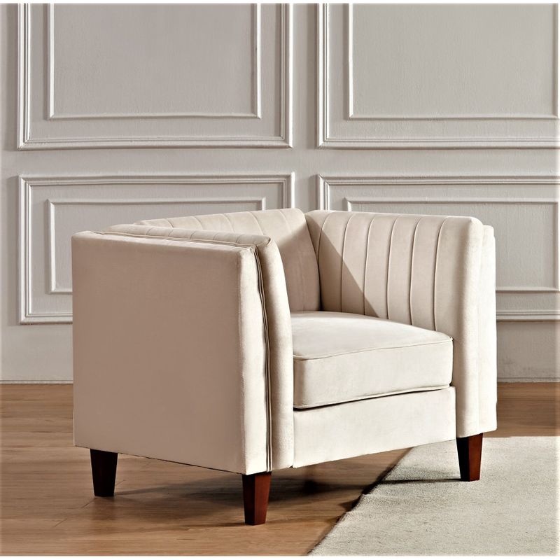 Line Tufted Square Design Chair - Grey