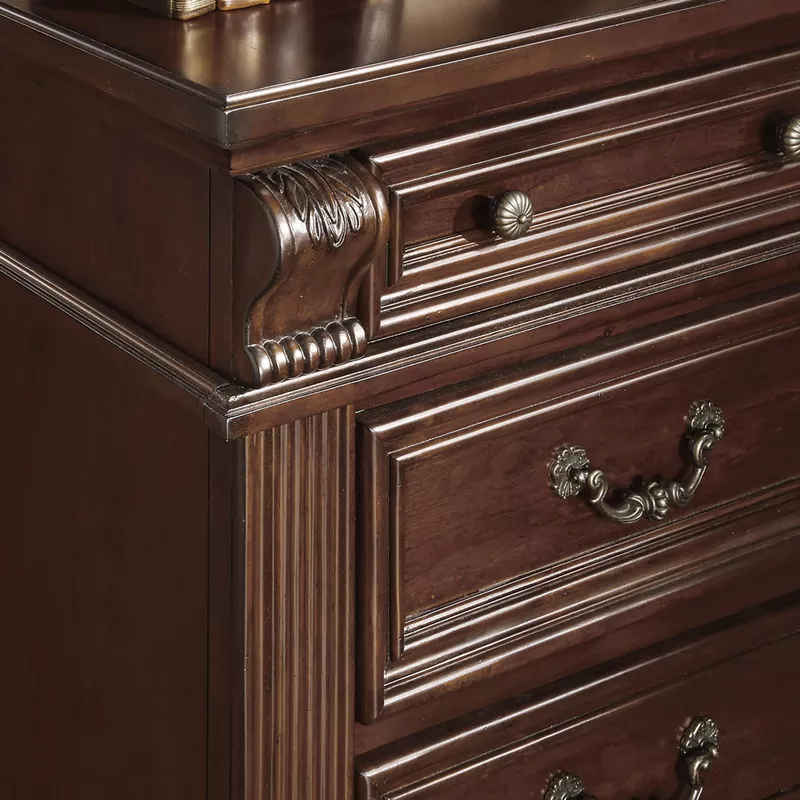 Traditional 3-Drawer Solid Wood Nightstand in Brown Cherry