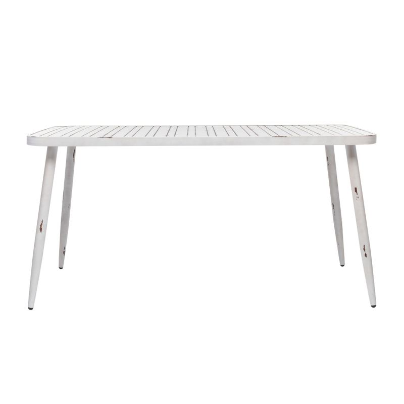 White Aluminum Farmhouse Outdoor Dining Table - 59 x 28 x 30