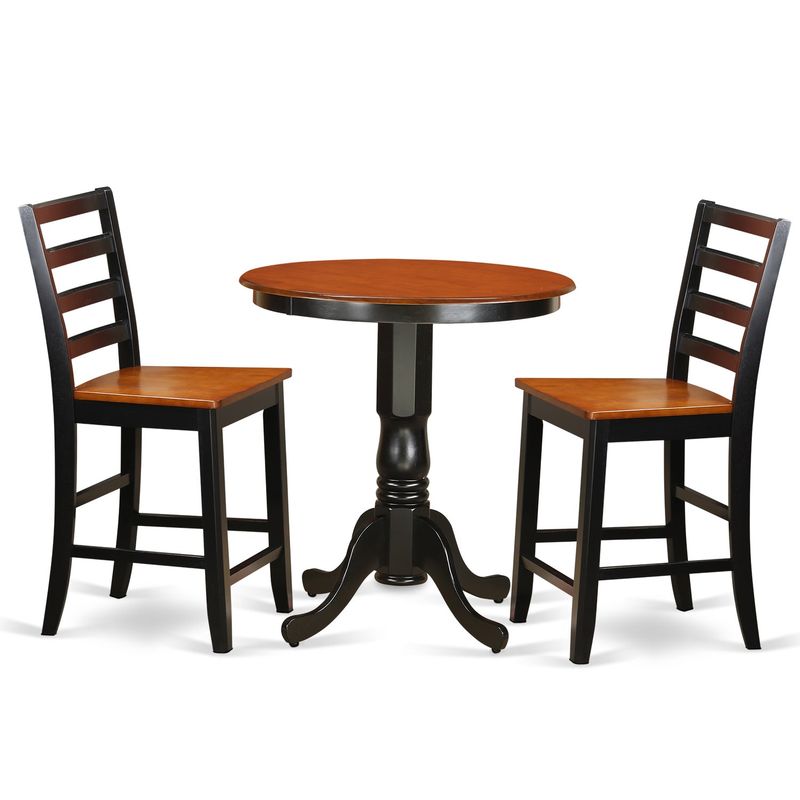 Black Rubberwood 2-stool 3-piece Counter-height Pub Table Kitchen Set - Wooden