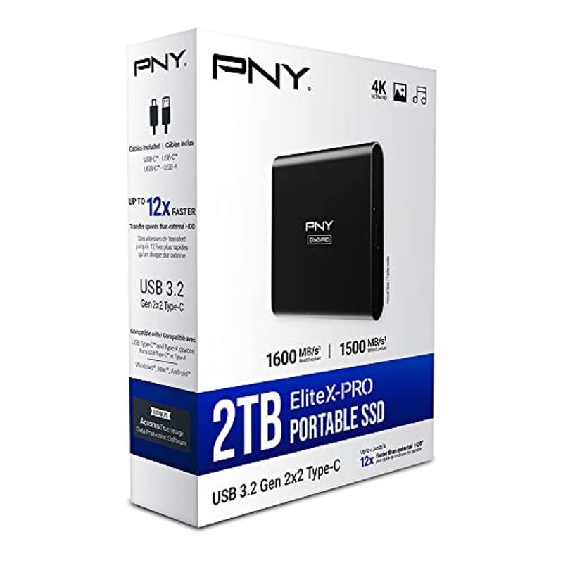 PNY EliteX-PRO 2TB USB 3.2 Gen 2x2 Type-C Portable Solid State Drive (SSD) – (PSD0CS2260-2TB-RB)