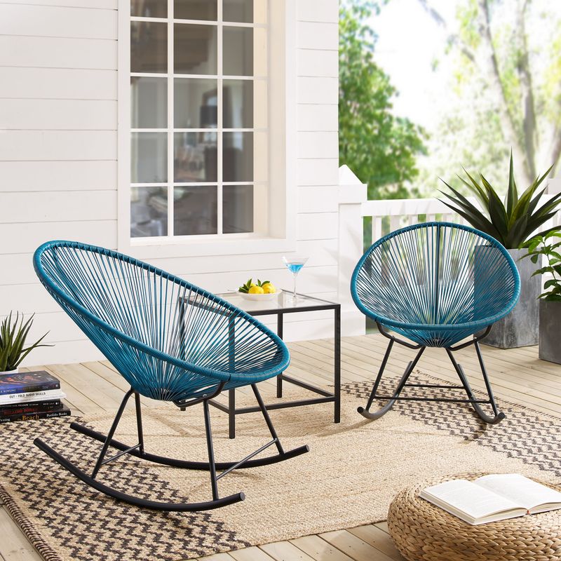 Corvus Sarcelles Modern Wicker Patio Rocking Chairs (Set of 2) - Detail 2