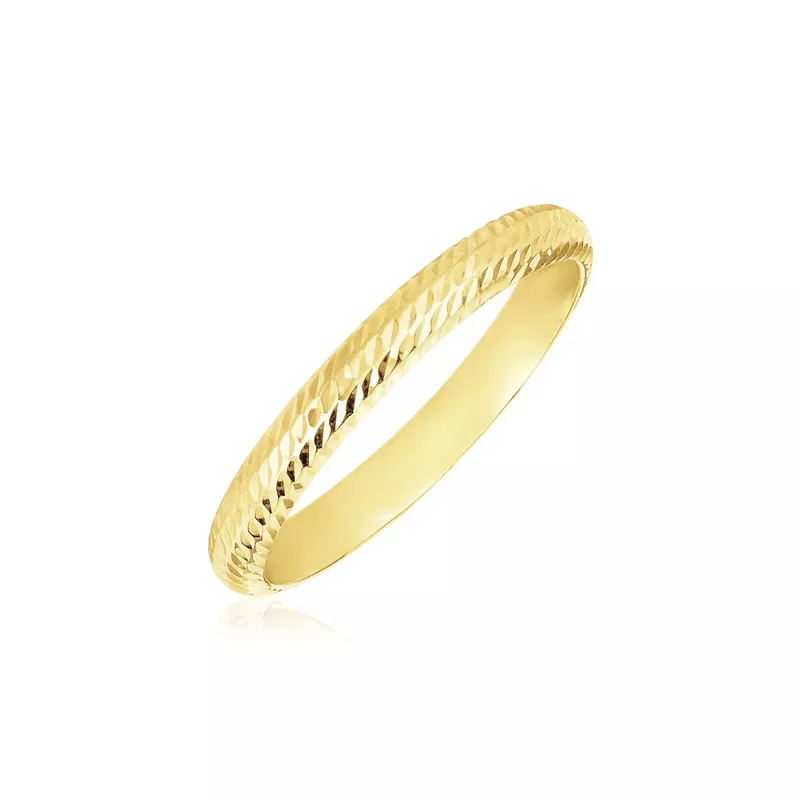 14k Yellow Gold Textured Comfort Fit Wedding Band (Size 8)