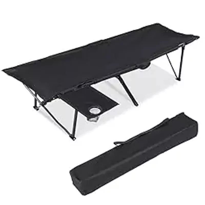 YSSOA Folding Camping Cot with Storage Bag for Adults, Portable and Lightweight Sleeping Bed for Outdoor Traveling, Hiking, Easy to Set up (Color: Black), 1 Pack