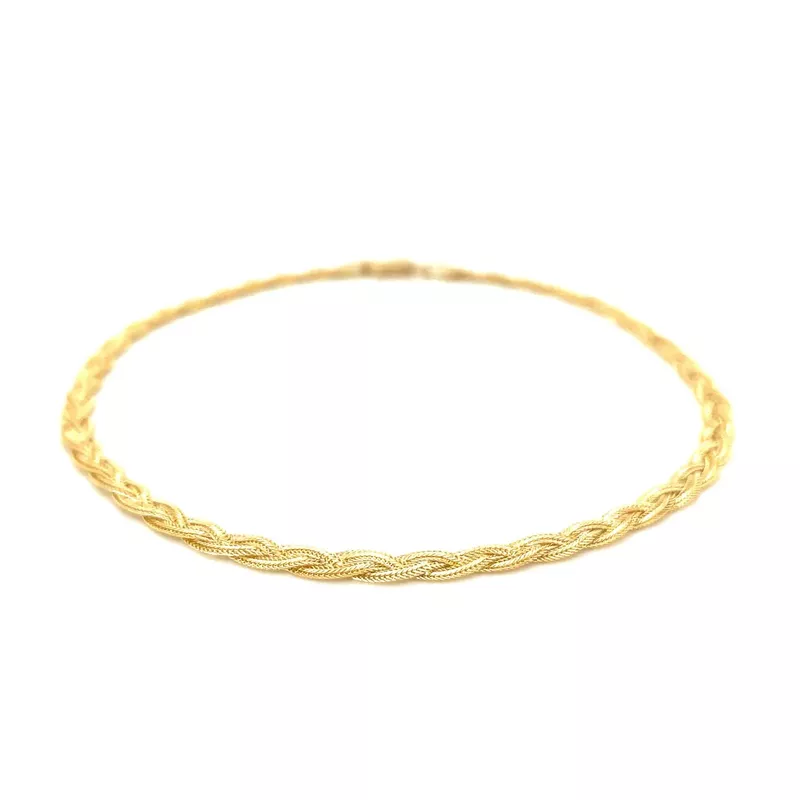 3.5mm 14k Yellow Gold Braided Bracelet (7 Inch)