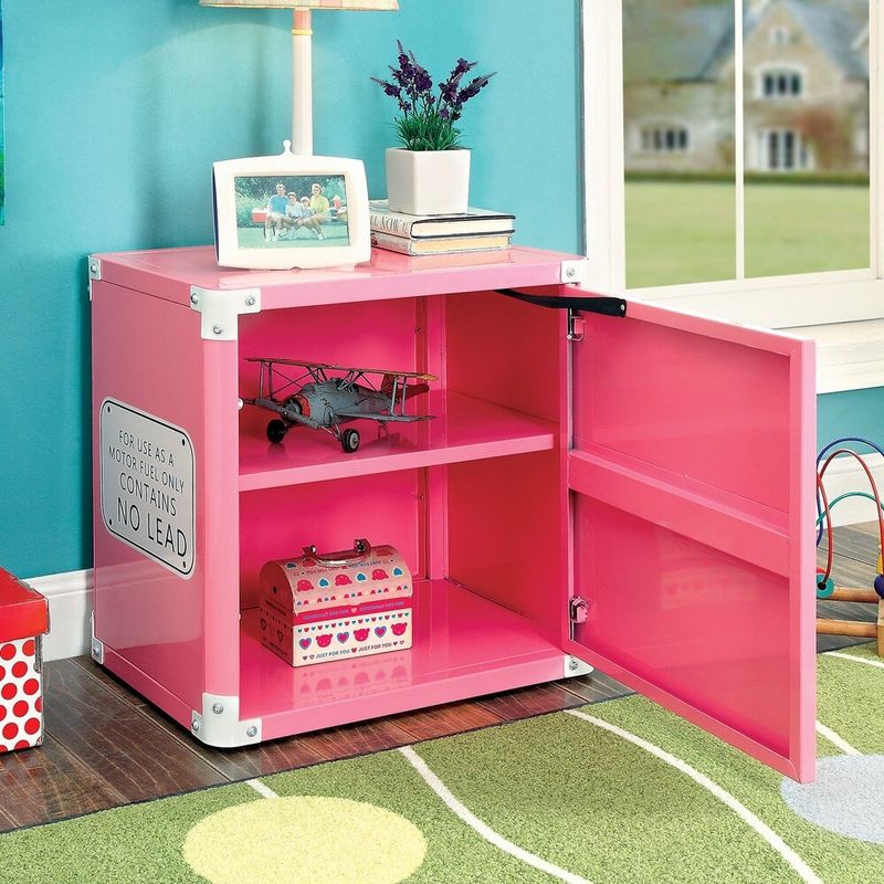 Furniture of America Tere Modern Twin 4-piece Racing Bedroom Set - Pink