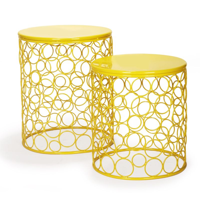 Rent To Own Adeco Circle Pattern Bright Yellow Round Iron Nesting