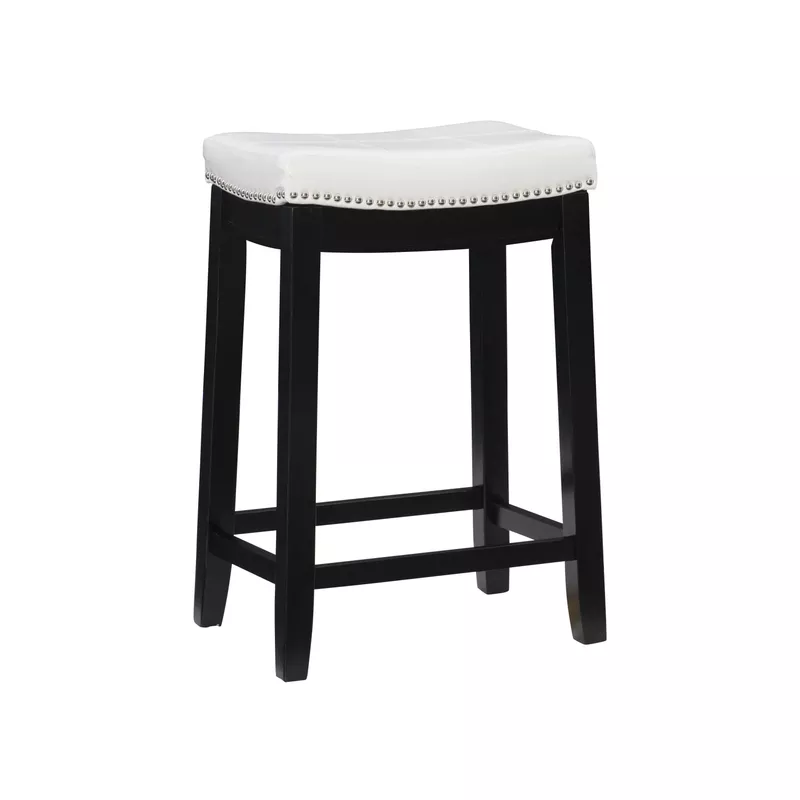 Ansley Backless Upholstered Counter Stool White Faux Leather