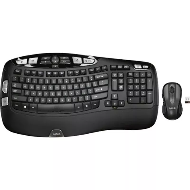 Logitech - MK550 Ergonomic Full-size Wireless Keyboard and Mouse Bundle for PC - Black