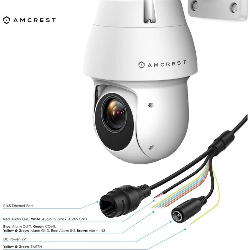 Amcrest IP8M-2899EW-AI 8MP 4K Ultra HD IP PoE+ AI Outdoor PTZ Security Camera, 5-125mm Fixed Lens, White