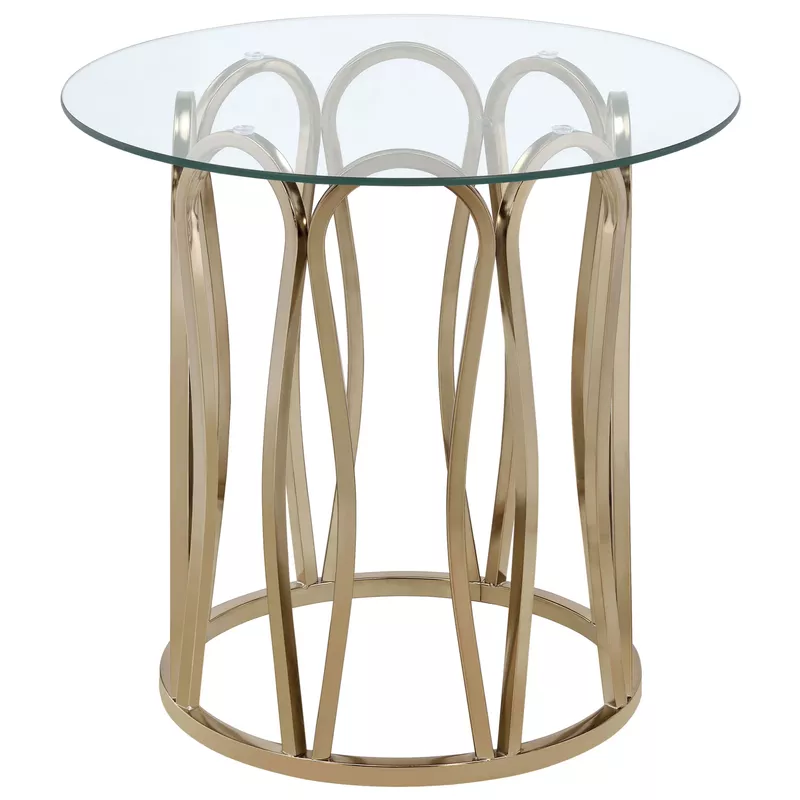 Monett Round End Table Chocolate Chrome and Clear