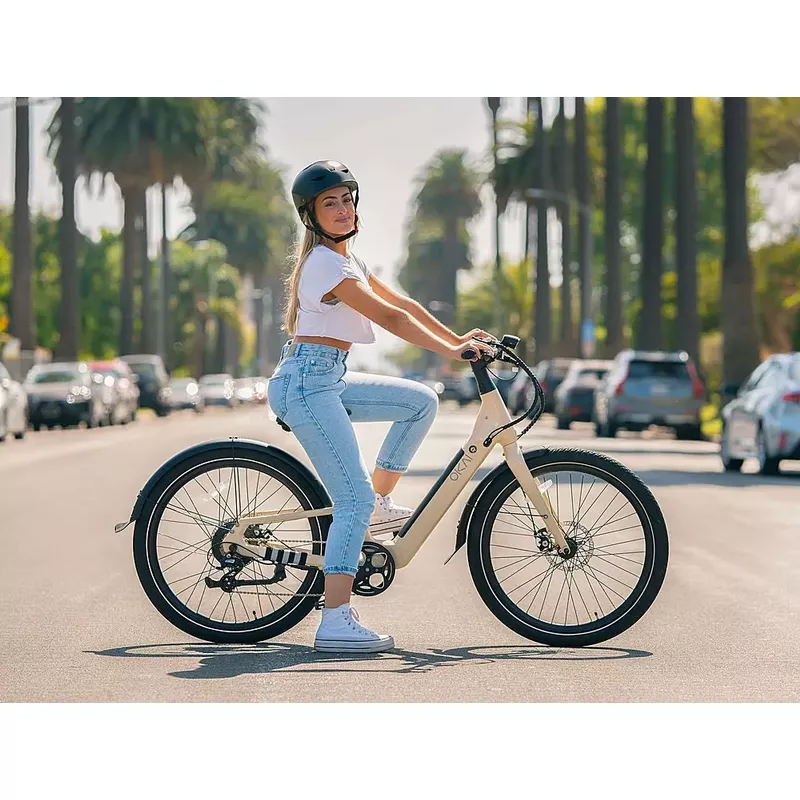 OKAI - Stride Electric Bike w/ 40 Miles Max Operating Range and 25 mph Max Speed - Desert Sand