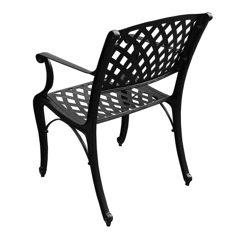 Outdoor Lattice 95-inch Bronze Oval Dining Set with Eight Arm Chairs - Black
