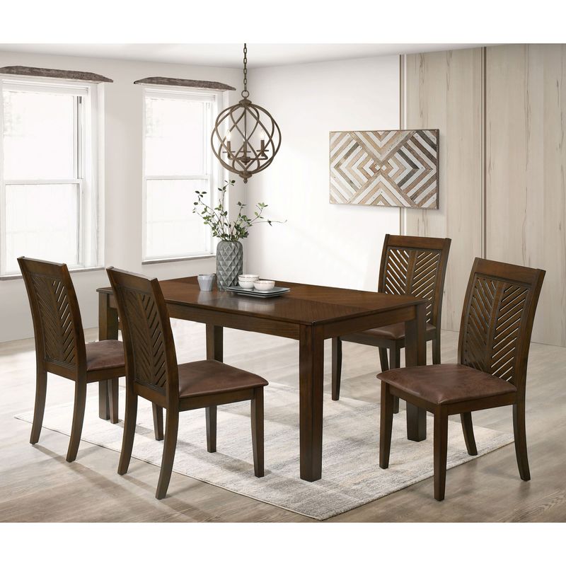 Furniture of America San Gabriel Walnut 5-piece Dining Table Set - Walnut