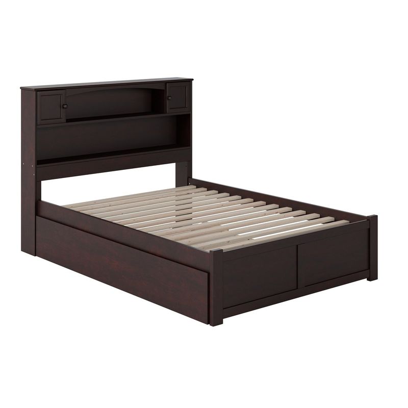 Newport Full Platform Bed with Flat Panel Foot Board and Full Size Urban Trundle Bed - Grey