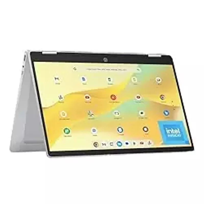 HP Chromebook x360 14 inch Laptop, HD Touchscreen, Intel Processor N100, 4 GB RAM, 64 GB eMMC, Intel UHD Graphics, Chrome OS, 14b-cd0000nr (2024)