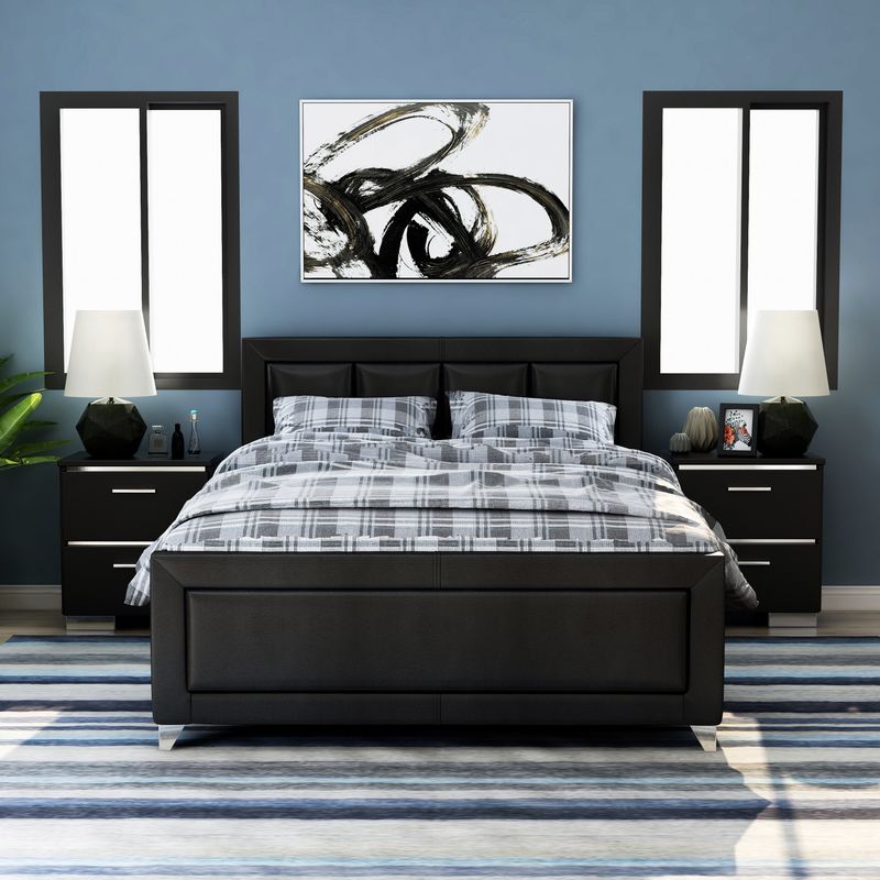 Furniture of America Zuir Black 3-piece Bedroom Set with 2 Nightstands - Queen